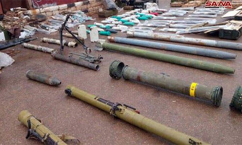 parte del arsenal hallado en Deraa Un verdadero arsenal de terroristas hallado en provincia siria